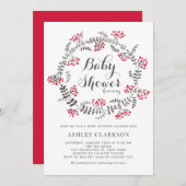Winter Berries Wreath Baby Dusche Einladung (Vorne/Hinten)