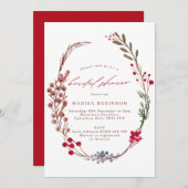 Winter Berries Wreath Bridal Dusche Einladung (Vorne/Hinten)