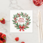 Winter Berries Wreath Red Bow Serviette (Beispiel)