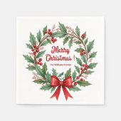 Winter Berries Wreath Red Bow Serviette (Vorderseite)