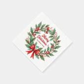 Winter Berries Wreath Red Bow Serviette (Ecke)