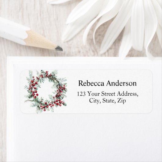 Winter Berries Wreath Rücksendeadresse (Insitu)