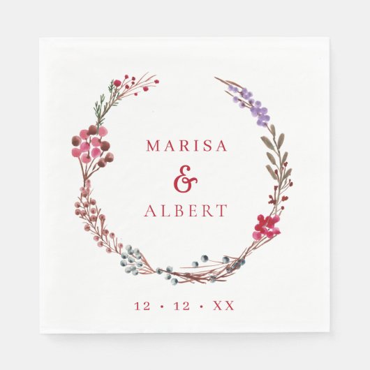 Winter Berries Wreath Wedding Serviette (Vorderseite)