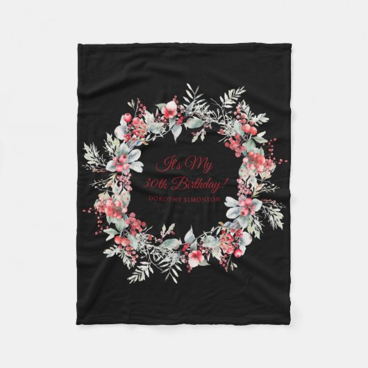 Winter Berry 30th Birthday Elegant Fleecedecke (Vorderseite)