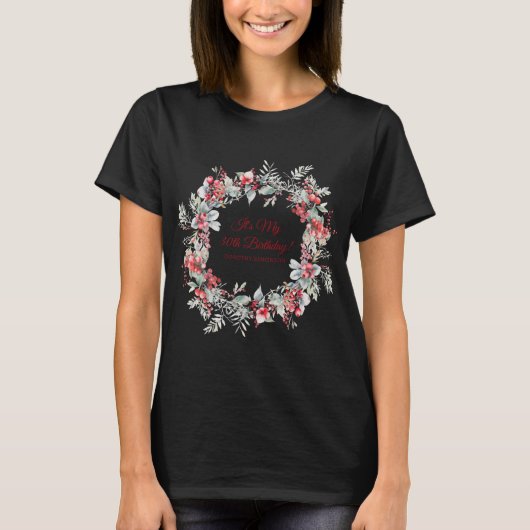 Winter Berry 30th Birthday Elegant T Shirt  (Vorderseite)