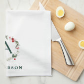 Winter Berry A Monogram Personalisiert Kitetücher Geschirrtuch (Viertel Falte)