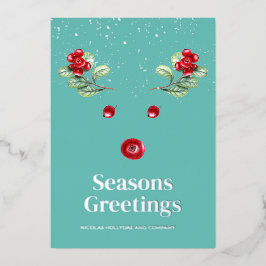 Winter Berry Abstrakt Reindeer Corporate Weihnacht Folien Feiertagskarte