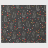 Winter Berry Botanical Christmas Personalized Geschenkpapier (Flach)