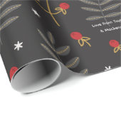 Winter Berry Botanical Christmas Personalized Geschenkpapier (Rolleneckpunkt)