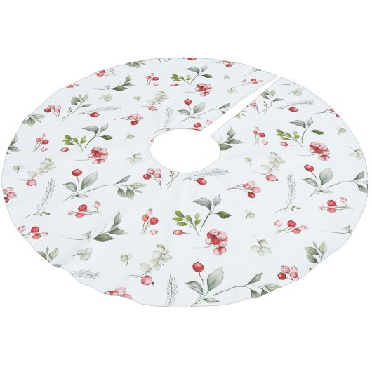Winter Berry Botanischer Baumrock Polyester Weihnachtsbaumdecke (Schrägansicht)