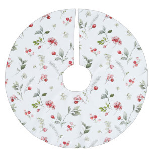 Winter Berry Botanischer Baumrock Polyester Weihnachtsbaumdecke