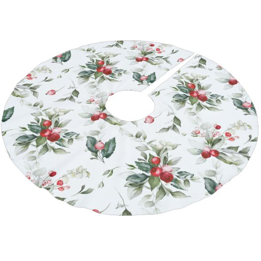 Winter Berry Botanischer Baumrock Polyester Weihnachtsbaumdecke (Schrägansicht)