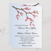 Winter Berry Branch Wedding Einladung (Vorne/Hinten)