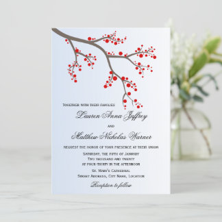 Winter Berry Branch Wedding Einladung