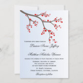 Winter Berry Branch Wedding Einladung (Vorderseite)
