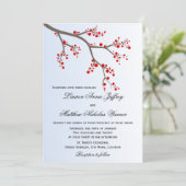 Winter Berry Branch Wedding Einladung (Stehend Vorderseite)