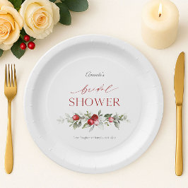 Winter Berry Bridal Shower Paper Plates Pappteller
