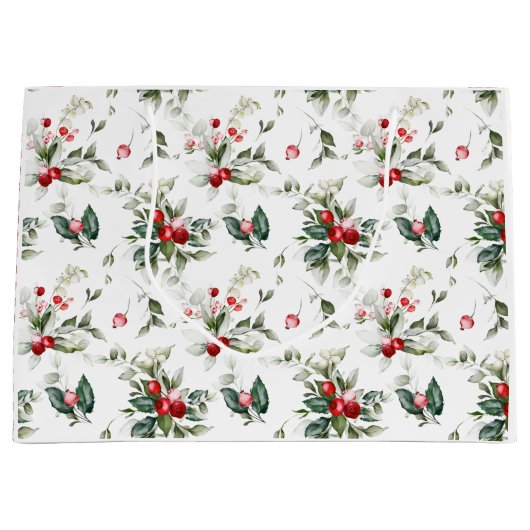 Winter Berry Christmas Große Geschenktüte (Vorderseite)