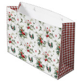 Winter Berry Christmas Große Geschenktüte (Rückseite Schrägansicht)