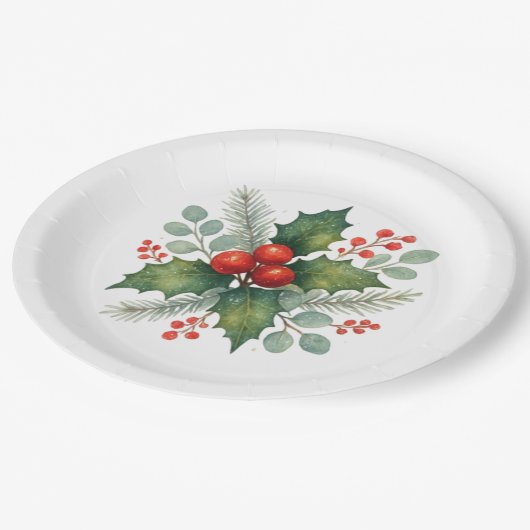 Winter berry Christmas  Pappteller (Schrägansicht)
