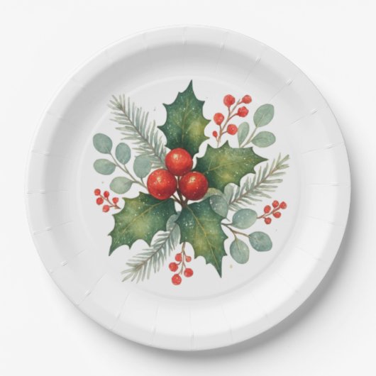 Winter berry Christmas Pappteller (Vorderseite)