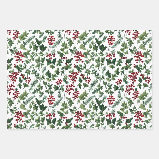Winter Berry & Evergreen Weihnachtsgeschenk - Set Geschenkpapier Set (Vorderseite)