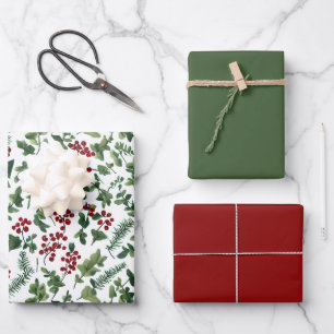 Winter Berry & Evergreen Weihnachtsgeschenk - Set  Geschenkpapier Set