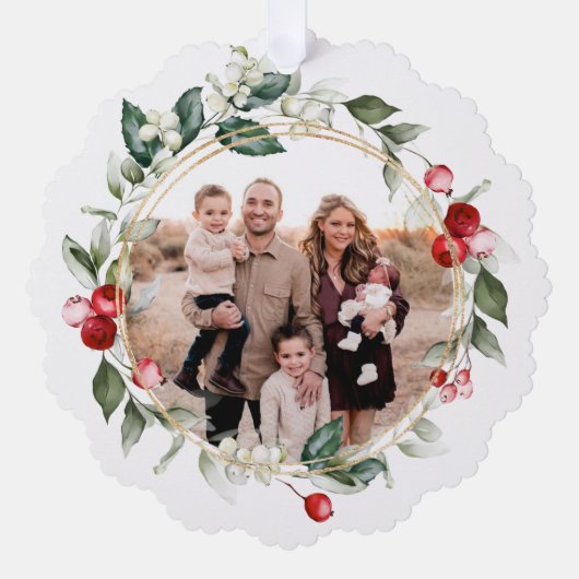 Winter Berry Family Foto Ornament Karte (Vorderseite)