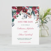 Winter Berry Floral Foto Save the Date Karte (Stehend Vorderseite)