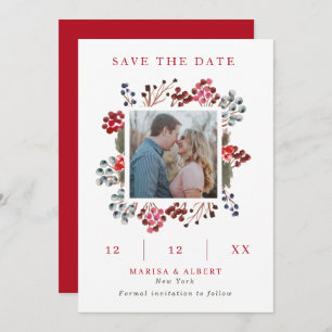 Winter Berry Frame Wedding Foto Save the Date