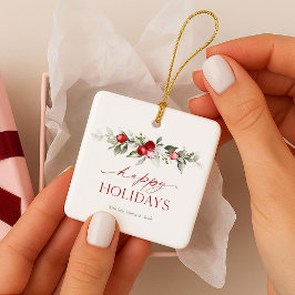 Winter Berry “Happy Holidays” Keramikornament