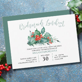 Winter Berry Holly und Pine Bridesmaids Luncheon Einladung