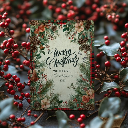 Winter Berry Pine Christmas Feiertagskarte