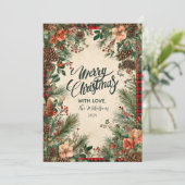 Winter Berry Pine Christmas Feiertagskarte (Stehend Vorderseite)