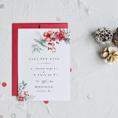 Winter Berry Poinsettia Save the Date Card Einladung