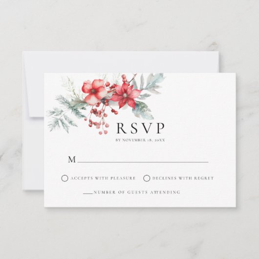 Winter Berry Poinsettia UAWG Enclosure Card Einladung (Vorderseite)