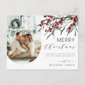 Winter Berry Script Christmas Ein Foto Arch Feiertagspostkarte (Vorderseite)