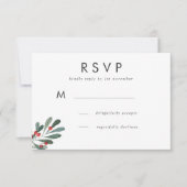 Winter Berry und Blätter Hochzeitsreaktion RSVP Karte (Vorderseite)