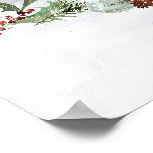 Winter Berry, Vögel und Schnee Poster (Ecke)