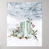 Winter Berry, Vögel und Schneeplakat Poster (Vorne)