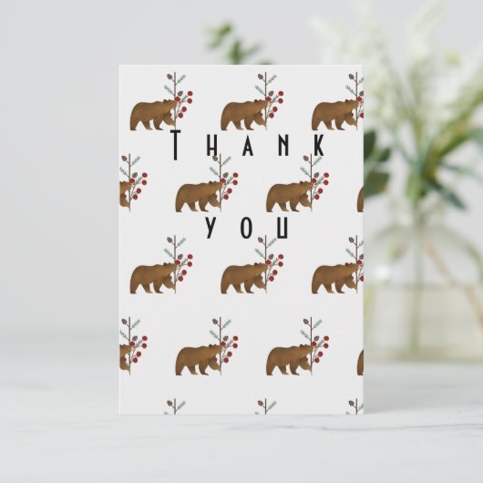 Winter Berry Woodland Babydusche Danke Karte (Stehend Vorderseite)