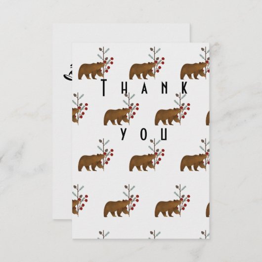 Winter Berry Woodland Babydusche Danke Karte (Vorne/Hinten)