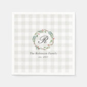 Winter Berry Wreath Familienname Erstweihnachtsanf Serviette (Vorderseite)