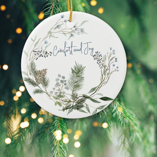 Winter Berry Wreath Keramik Ornament