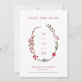 Winter Berry Wreath Wedding Foto Save The Date
