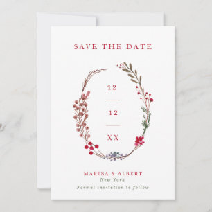 Winter Berry Wreath Wedding Foto Save The Date