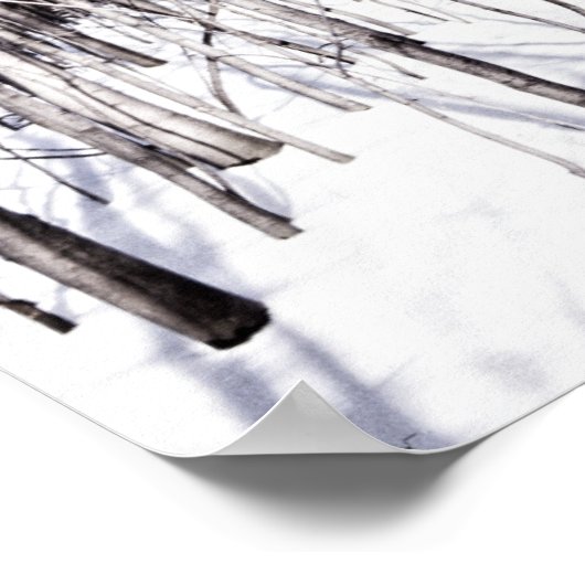 Winter Birch, Baumschneewald Zweige Natur Poster (Ecke)