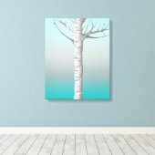 Winter Birch Grove mit Vogel 10x20 überzogene Canv Leinwanddruck (Insitu (Holzboden))