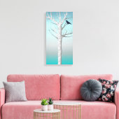 Winter Birch Grove mit Vogel 10x20 überzogene Canv Leinwanddruck (Insitu (Wohnzimmer))