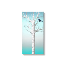 Winter Birch Grove mit Vogel 10x20 überzogene Canv